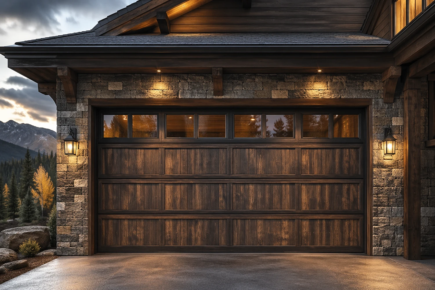 An oversized, custom architectural overhead door illustrating the strict demand for a heavy-duty commercial garage door opener. ABX OEM manufacturer engineers CE/ISO certified industrial motors with high torque and 100% duty cycles to reliably lift heavy commercial doors without thermal overload.